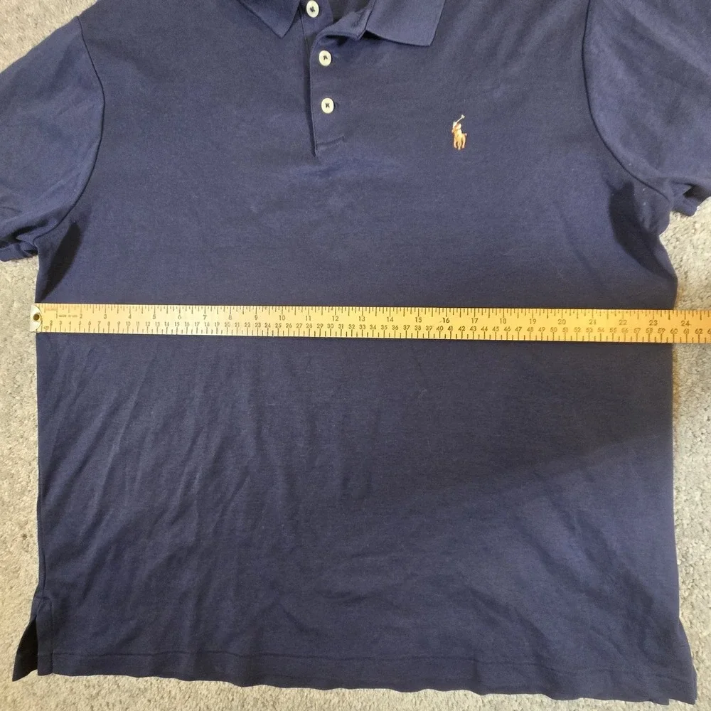 Polo Ralph Lauren Shirt Mens Large Navy Blue Golf Polo Flesh Pony‎ Logo